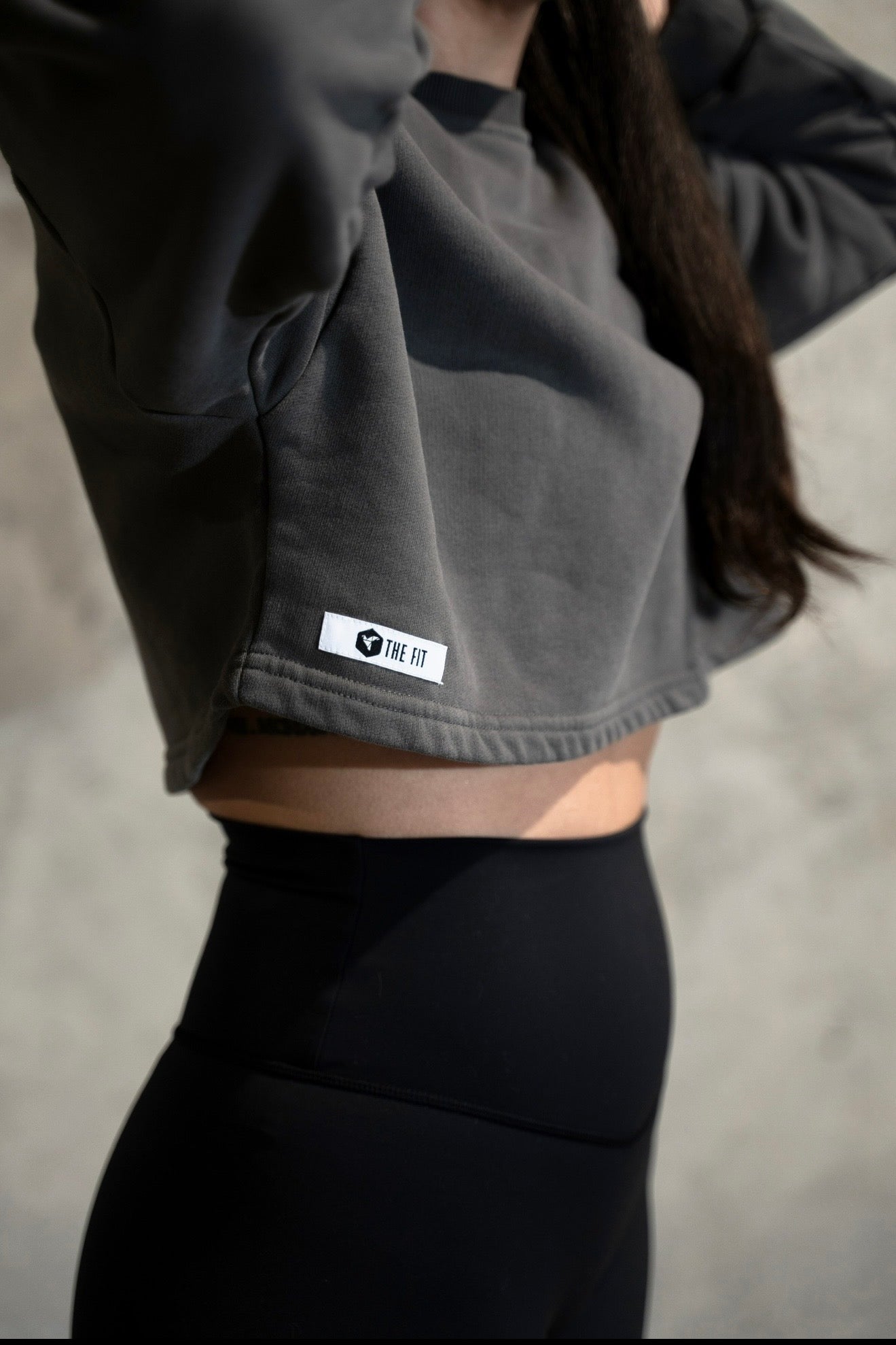 Baggy Sleeve Crop sweater - Charcoal