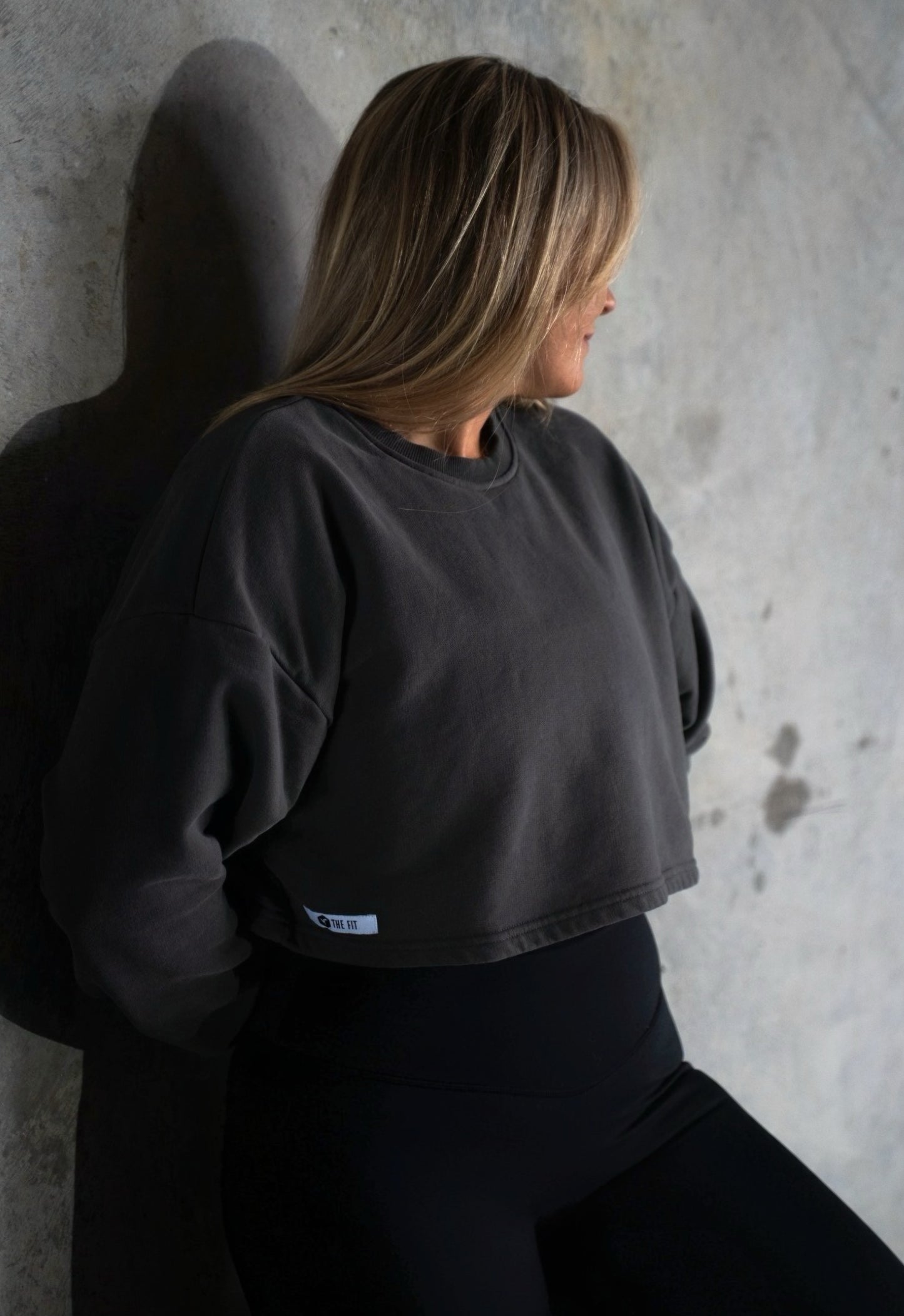 Baggy Sleeve Crop sweater - Charcoal