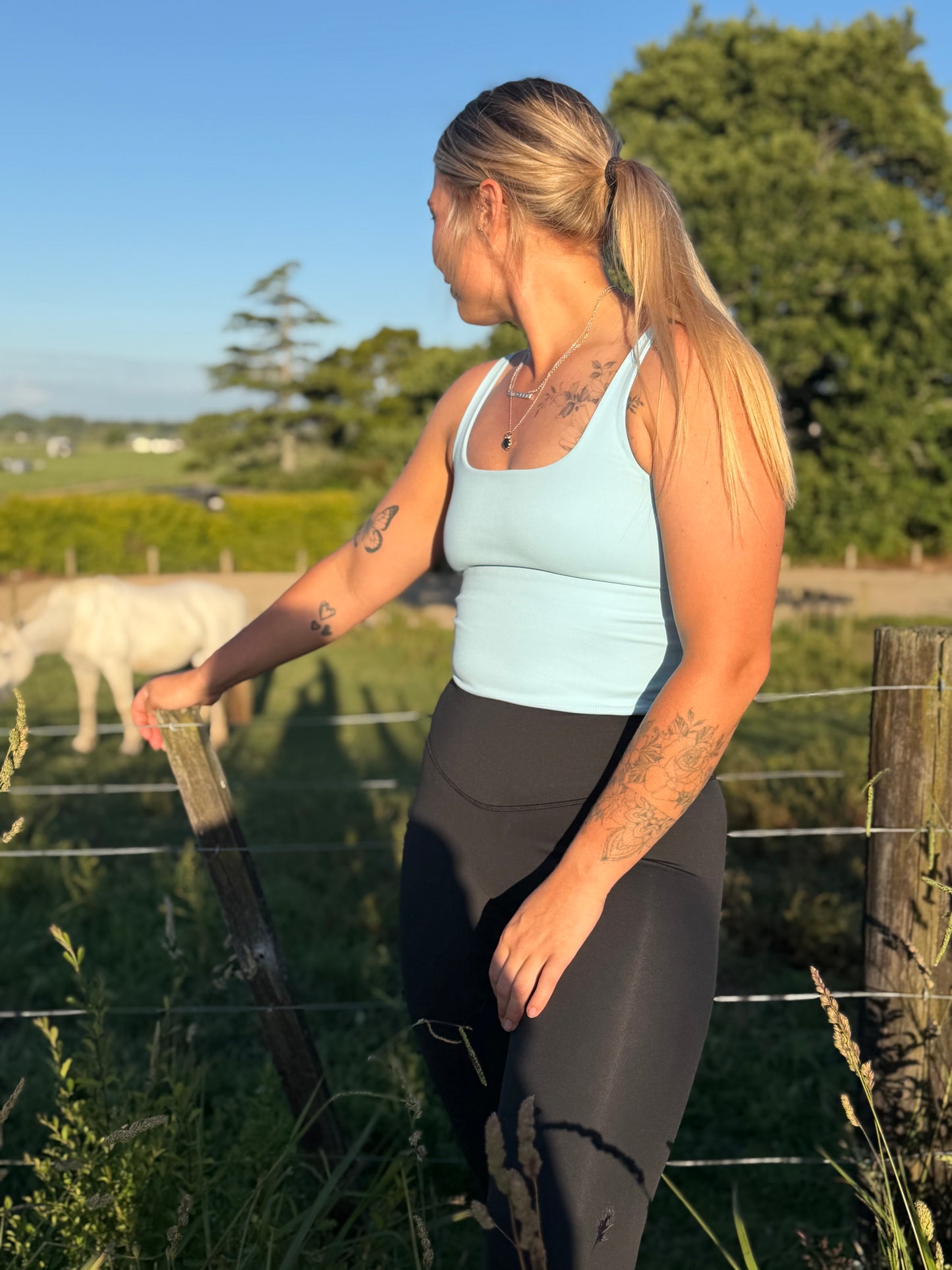 Sky Blue Active Crop Tank