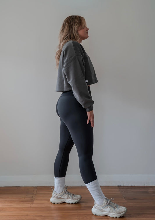 Baggy Sleeve Crop sweater - Charcoal