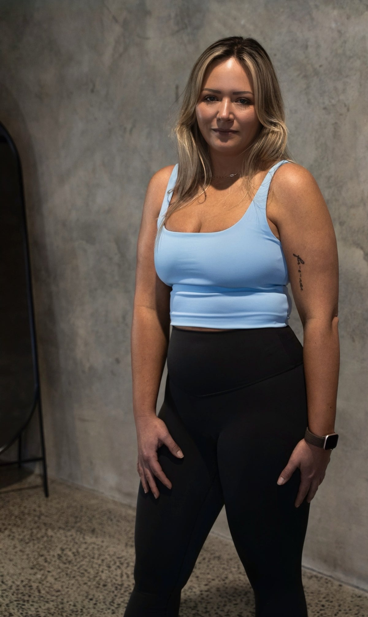 Sky Blue Active Crop Tank with built in support